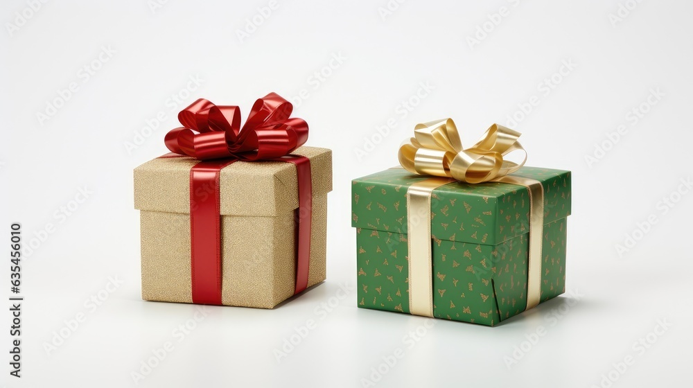 Poster gift box with ribbon isolated on background created with generative ai technology