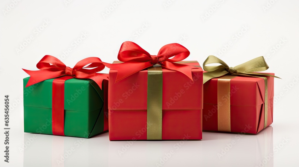 Poster gift box with ribbon isolated on background created with generative ai technology