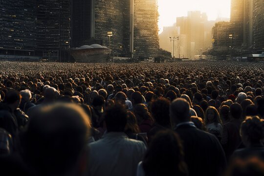 llustrate the challenges of too many people in one place, leading to crowded living spaces, exhausted resources, and a struggle for sustainability.  'generative AI' 