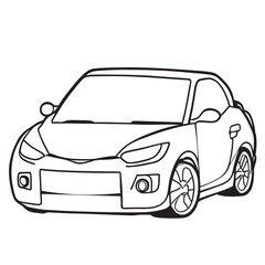 Obraz na płótnie Canvas chibi car, vector illustration line art