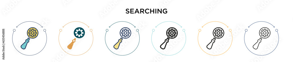 Poster searching icon in filled, thin line, outline and stroke style. vector illustration of two colored an
