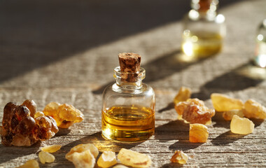 A bottle of frankincense essential oil