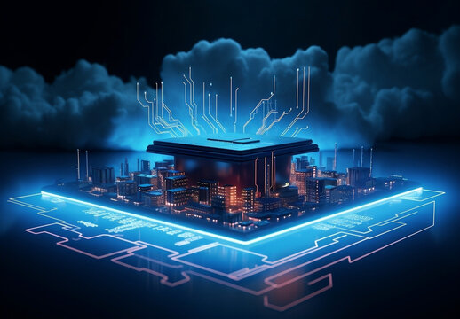 quantum computer illustration, quantum algorithms visualization, quantum computing circuit, quantum information concept, cloud computing services