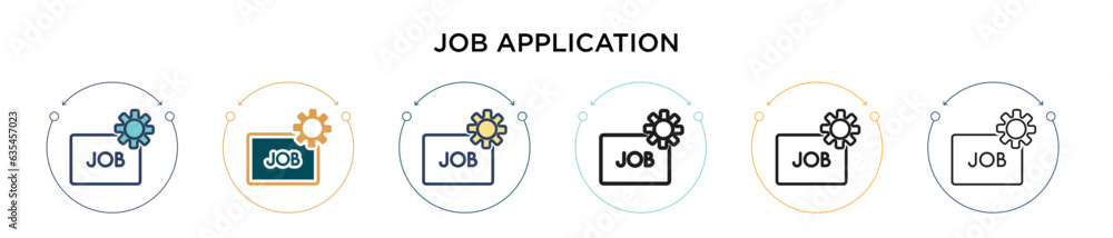 Poster job application icon in filled, thin line, outline and stroke style. vector illustration of two colo