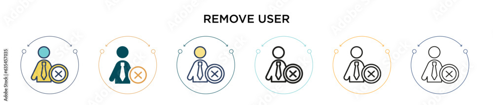 Poster remove user icon in filled, thin line, outline and stroke style. vector illustration of two colored 