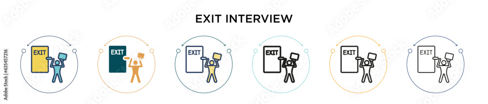 Poster exit interview icon in filled, thin line, outline and stroke style. vector illustration of two color