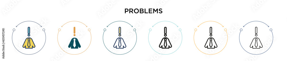 Poster problems icon in filled, thin line, outline and stroke style. vector illustration of two colored and
