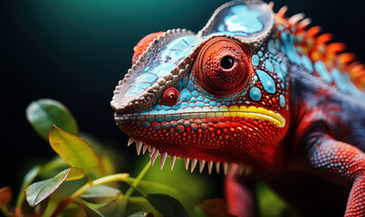 Chameleon Lizard in Camouflage: A chameleon lizard in camouflage, blending in with its surroundings.