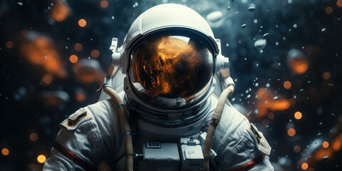 Floating Astronaut in Space: Portrait of Weightlessness - obrazy, fototapety, plakaty