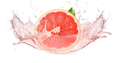 Grapefruit with water splash on white background, Generative AI