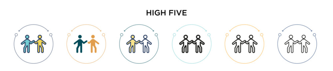High five icon in filled, thin line, outline and stroke style. Vector illustration of two colored and black high five vector icons designs can be used for mobile, ui, web © Digital Bazaar