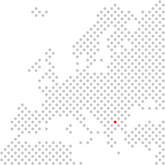 Sofia in Bulgarien: Europakarte aus grauen Punkten mit roter Markierung
