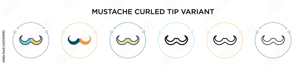 Poster mustache curled tip variant icon in filled, thin line, outline and stroke style. vector illustration