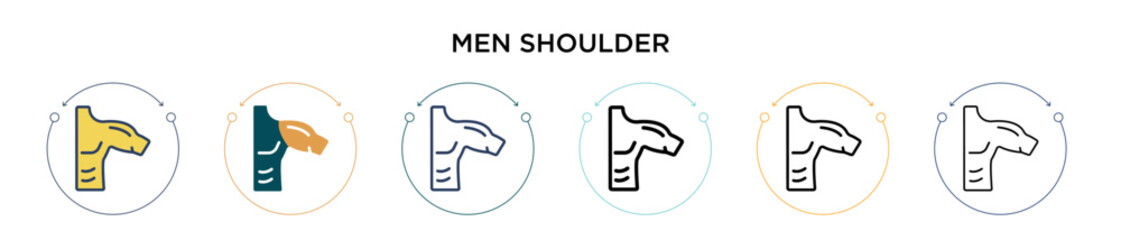 Men shoulder icon in filled, thin line, outline and stroke style. Vector illustration of two colored and black men shoulder vector icons designs can be used for mobile, ui, web
