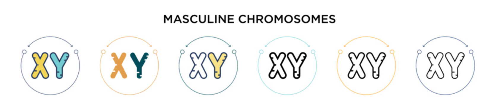 Masculine chromosomes icon in filled, thin line, outline and stroke style. Vector illustration of two colored and black masculine chromosomes vector icons designs can be used for mobile, ui, web