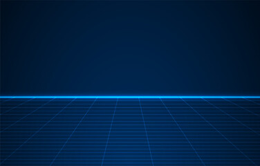 Perspective grid. Abstract wireframe landscape background