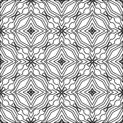 Vector pattern with symmetrical elements . Modern stylish abstract texture. Repeating geometric tiles from striped elements.Black and white pattern.