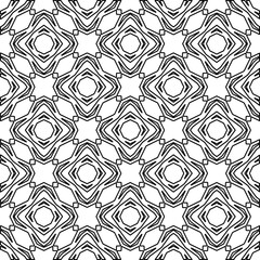 Vector pattern with symmetrical elements . Modern stylish abstract texture. Repeating geometric tiles from striped elements.Black and white pattern.