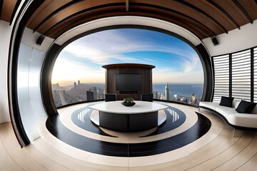 interior of a hotel seamless panorama of the room and apartment . interior design 3D rendering. reception in a modern panoramic house. 