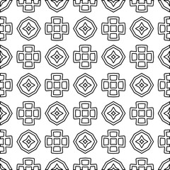 Vector pattern with symmetrical elements . Modern stylish abstract texture. Repeating geometric tiles from striped elements.Black and white pattern.
