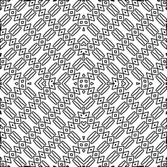 Vector pattern with symmetrical elements . Modern stylish abstract texture. Repeating geometric tiles from striped elements.Black and white pattern.