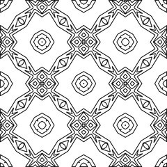 Vector pattern with symmetrical elements . Modern stylish abstract texture. Repeating geometric tiles from striped elements.Black and white pattern.