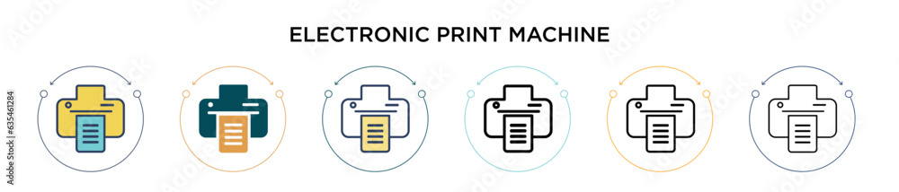 Poster electronic print machine icon in filled, thin line, outline and stroke style. vector illustration of