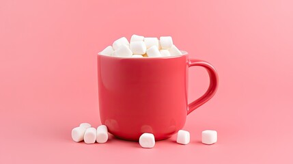 Cup of delicious hot chocolate with marshmallows created with Generative AI technology