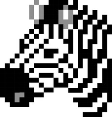 Zebra cartoon icon in pixel style