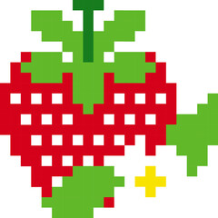 Strawberry cartoon icon in pixel style