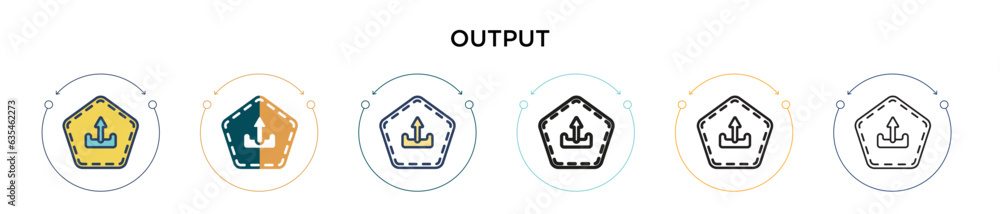 Poster output icon in filled, thin line, outline and stroke style. vector illustration of two colored and b