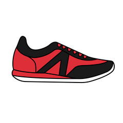 Red Sneaker Design Side View Shoes Pair Collection
