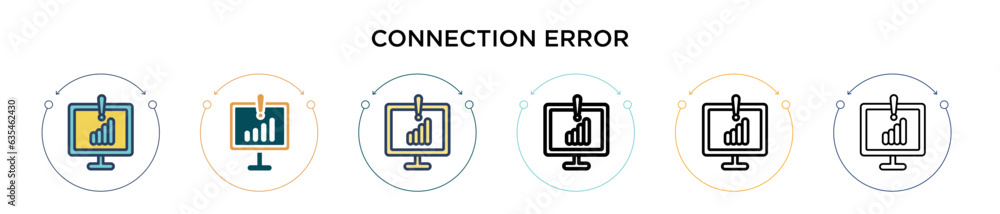 Poster connection error icon in filled, thin line, outline and stroke style. vector illustration of two col