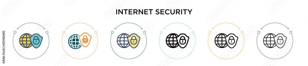 Poster internet security icon in filled, thin line, outline and stroke style. vector illustration of two co