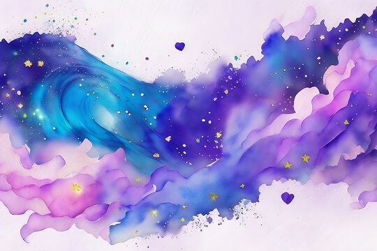 photo a abstract Watercolor flower, wave and galaxy sky background iillustration