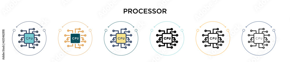 Poster processor icon in filled, thin line, outline and stroke style. vector illustration of two colored an