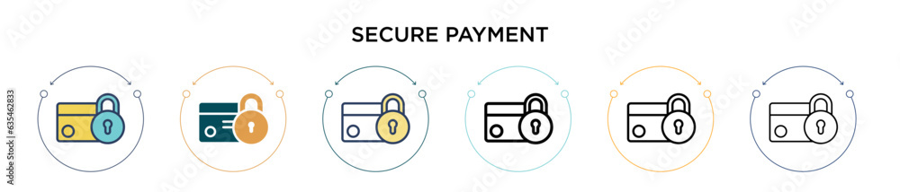 Poster secure payment icon in filled, thin line, outline and stroke style. vector illustration of two color