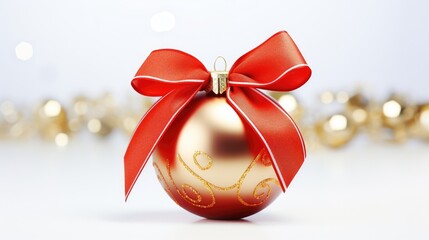 Gold christmas ball isolated on white background created with Generative Al technology