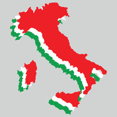 Map of Italy in the form of a flag