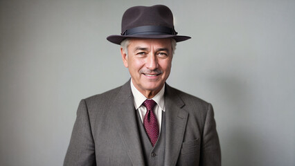 Businessman in a hat smiling. Generative AI