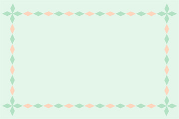 Cute sticky note, memo, reminder card. Rhombus diamond pattern green background wallpaper. Vector, illustration, EPS10