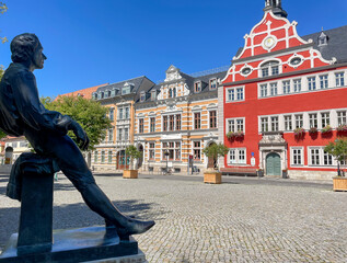 statue of emperor johann sebastian bach in arnstadt, east germany