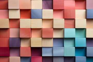 Colorful background of wooden blocks forming a spectacular pattern, Generative Ai