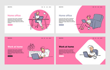Landing page design. home office. Remote work, online from home