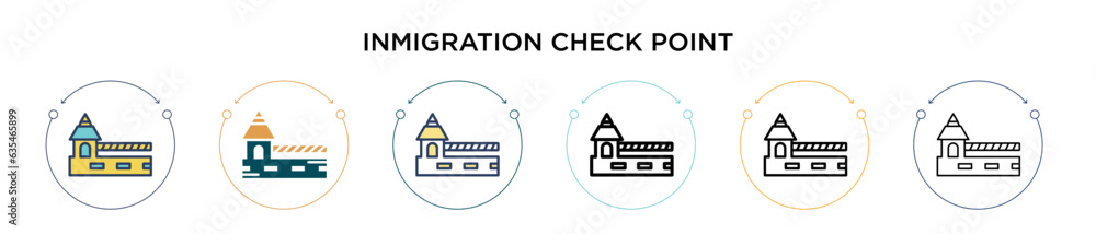 Poster inmigration check point icon in filled, thin line, outline and stroke style. vector illustration of 