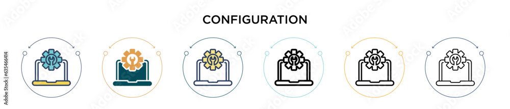Poster configuration icon in filled, thin line, outline and stroke style. vector illustration of two colore