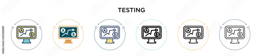 Aufkleber testing icon in filled, thin line, outline and stroke style. vector illustration of two colored and 