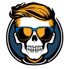 Fototapeta premium Skull with sunglasses. Vector illustration for t-shirt print design.