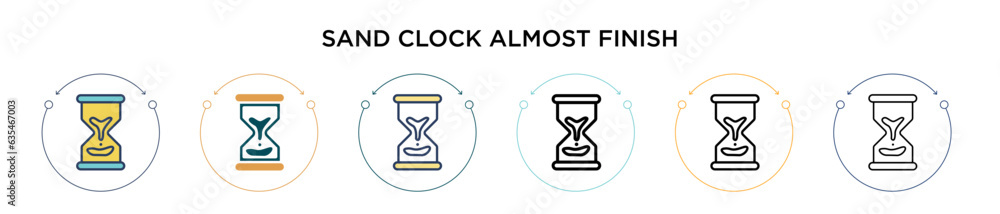 Poster sand clock almost finish icon in filled, thin line, outline and stroke style. vector illustration of