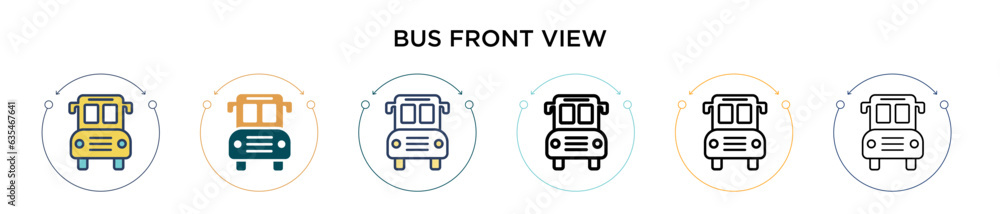 Poster bus front view icon in filled, thin line, outline and stroke style. vector illustration of two color